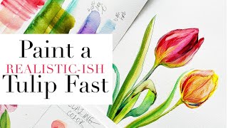 Beginner Friendly Realistic Tulip in Watercolor (Step by Step)