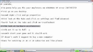 How to fix MapleStory  error code 2147467259 ON WINDOWS XP!