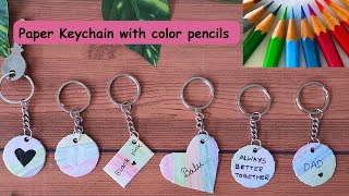 DIY key chain making|| simple paper key chain making|| key chain with crayons