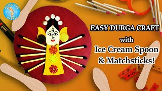 Durga Puja Craft using Ice Cream Spoon and Matchsticks | Maa Durga Wall Hanging | Rhymetime Rabbit