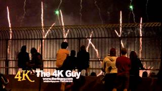 4K UHD 60fps - Closeup of people watching fireworks at night