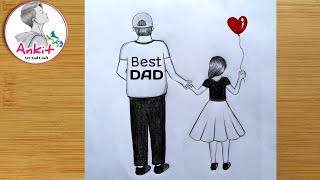 father's day drawing / how to draw father's day drawing step-by-step / easy drawing/ pencil sketch