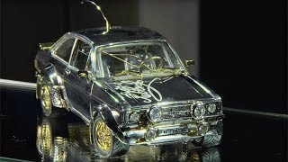 Tiny Classic Ford Escort Made of Gold, Diamonds and Silver