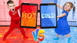 Five Kids Hot vs Cold Challenge with Dad + more Children's Songs and Videos