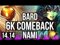 BARD & Jhin vs NAMI & Kai'Sa (SUP) | 6k comeback, 1100+ games, 1/4/19 | EUW Master | 14.14