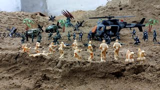 Army Men:Grey army vs Green army vs Tan army (plastic armymen stopmotion)