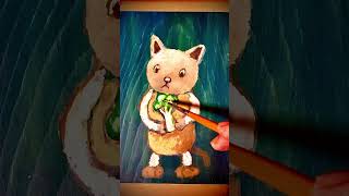 猫とブロッコリーの絵をかいてみた #shorts  #猫の絵　#イラスト　#たいむらる #タイムラプス #timelapse #painting  #描き方  #アナログ絵  #動物画