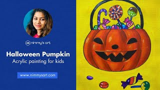 How To Draw Halloween Pumpkin - Acrylic Painting