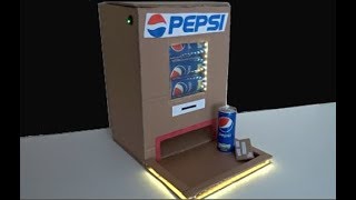 How to make PEPSI VENDING MACHINE from cardboard with LED LIGHTS DIY amazing crafts top life hacks