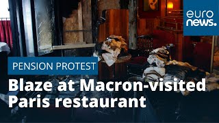 Blaze at Macron-visited Paris restaurant as pension protests continue