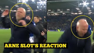 Arne Slot's emotional reaction to Tarkowski late goal against Liverpool