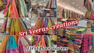 Sri Veeras creations, Copper semi silk, Fancy cotton, Silver zari sarees at low prices