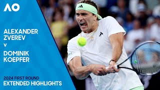 Alexander Zverev v Dominik Koepfer Extended Highlights | Australian Open 2024 First Round