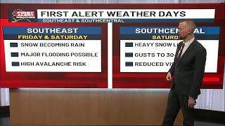 FIRST ALERT: Flooding and avalanche concerns in Southeast, with heavy snow set to move into South...