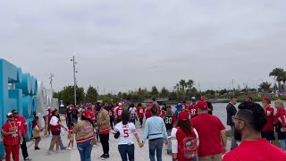 49ers fans POUR OUT of Rams stadium after taking it over 😂