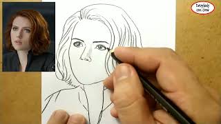 VERY EASY , How to draw black widow / learn drawing academy