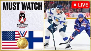 USA vs. FINLAND🥇 LIVE STREAM | IIHF Ice Hockey World Junior Championship 2025 | U20 | Watch Along