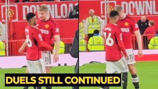 Hojlund continued his duels with Amad Diallo at full time against Newcastle yesterday | Man Utd News