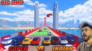 TOP INDIAN CARS 🚀 VS SUPER CARS😱MEGA JUMP TEST| GTA 5 ABHISHEKKZ GAMING