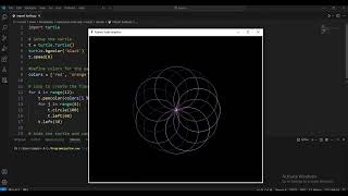 Create a Mesmerizing Geometric Flower with Python Turtle | Colorful Circle Art Tutorial 🎨