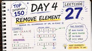 Day 4: LeetCode 27 Remove Element | Top Interview 150 | Two Pointers Explained