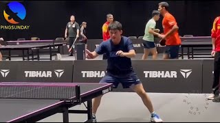 Lin Shidong training very hard 2024 WTT Champions Montpellier