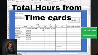 Calculate total hours from time cards in Excel