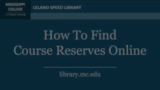 Library Tutorials course reserves