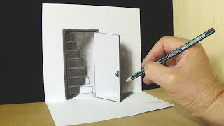 Sensational Door Illusion - Magic Perspective With Pencil - Trick Art Drawing