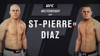 GSP vs. Nate Diaz (EA Sports UFC 3) - CPU vs. CPU - Crazy UFC 👊🤪