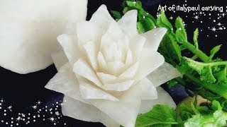 Art In White Radish Rose Flower | Vegetable Carving Garnish | Roses Garnish | Italypaul.co.uk