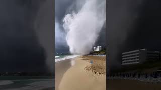 Massive Waterspout Swirls Onto Cyprus Beach