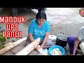 Manduk upa pantu Gulai Daun sindu ( memasak umbut pantu campur daun sindu)