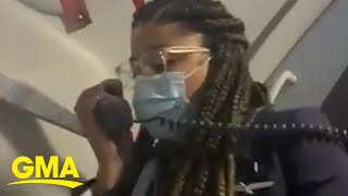 Flight attendant gives emotional farewell to passengers, crew on final flight