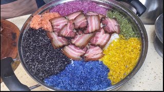 The detailed method of making colorful glutinous rice in Zhuang Township during the Ching Ming