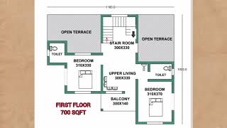 GROUND FLOOR 1000 SQFT | FIRST FLOOR 700 SQFT | HOUSEPLAN | @ArchitecDaily | 🏠