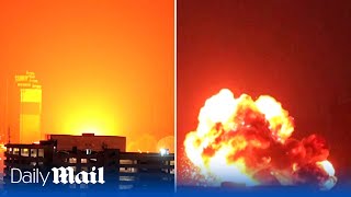 Moment Russia launches air attack on Kyiv causing huge fireball explosion