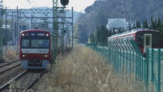 しなの鉄道新型車両SR1系S201+S202編成！京急線神武寺駅から、27Dエアポート急行羽田空港行き1000形648と1Dエアポート急行逗子・葉山行き1000形661が 発車！鳥鉄スズメさんの群れ♪