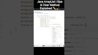 Java ArrayList | Size & Clear Method Explained 📏🧹#coding #learnwithrehan #programming #javatutorial