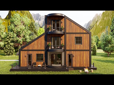 45' x 32' (14m x 10m) Gorgeous 4-Bedroom Cottage House! House Design with Floor Plan