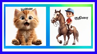 Learn Animals Name in Tamil | விலங்குகள் பெயர்கள் தமிழில் தெரிஞ்சுக்கலாம் 🫠