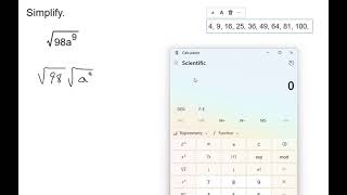 Simplify Square Root of 98 a to the 9th