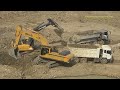 powerful sdlg e6500f excavator vs matador me315 excavator digging and loading dump truck