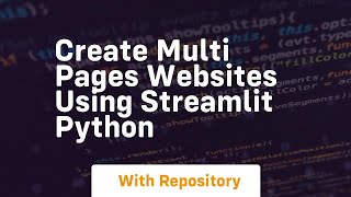 Create multi pages websites using streamlit python