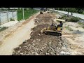 amazing project over komatsu d20p bulldozer spreads gravel on new road