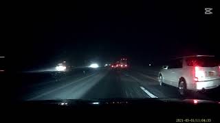 Dashcam Night Driving on the I-90 Highway - Snowy Road Conditions