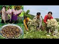 Food You Never Seen In Village - Mixing Salad Vegetables White Water Lily with BBQ Pig Intestine