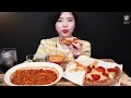 sub double cheese pepperoni chicago pizza with buldak noodles mukbang asmr