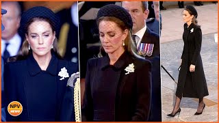 Catherine "Blinked Back Tears" As She Witnessing The Queen's Coffin Being Taken To Westminster Hall