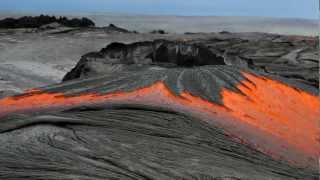 Rivers of molten lava high up Pulama Pali - Kilauea Volcano Hawaii @DIGITAL-NECTAR